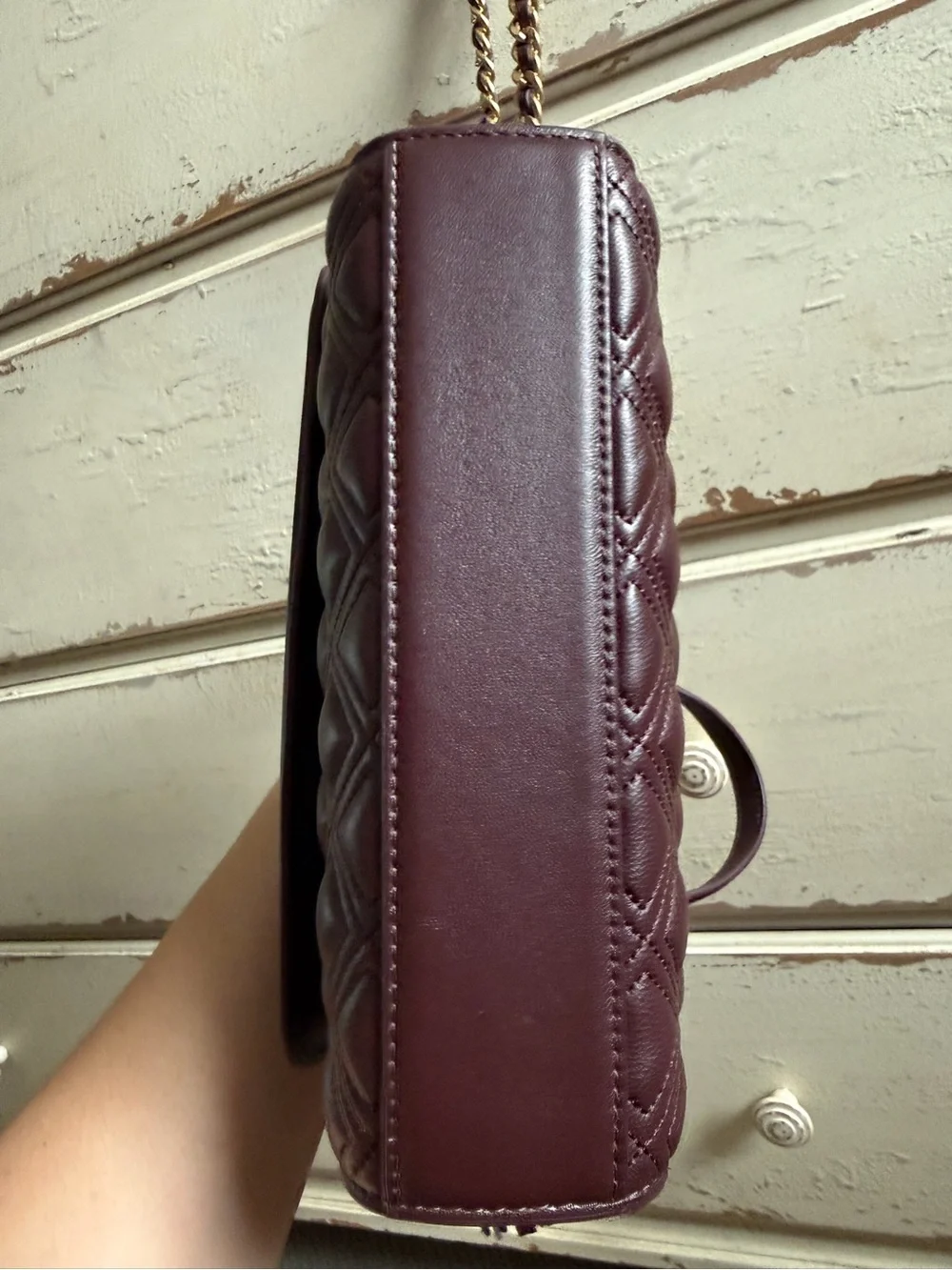 NWT Tory Burch Albarossa Fleming Small Convertible Shoulder Bag Dark Plum Wine